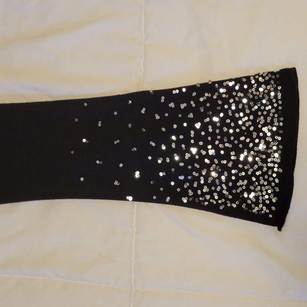 ❣️HP❣️Charlotte Russe black sequin top bell sleeves ties in front sz: M NWOT - Picture 3 of 5